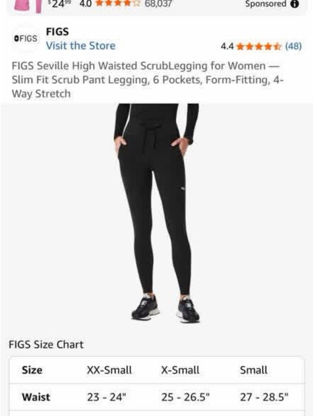 Figs Black High-Waist Scrub Leggings
